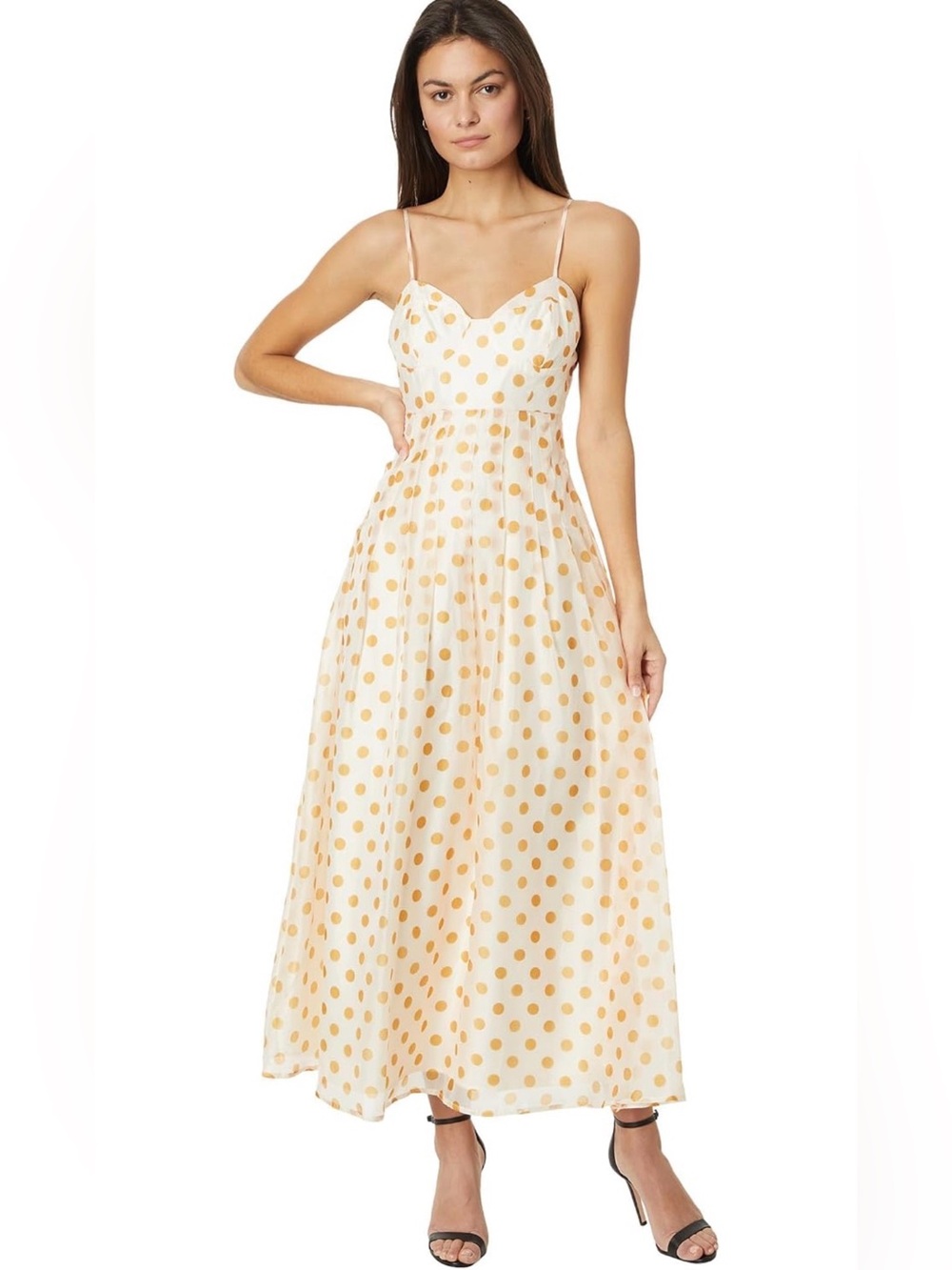 NWT En Saison Ava polka dot yellow midi dress xs